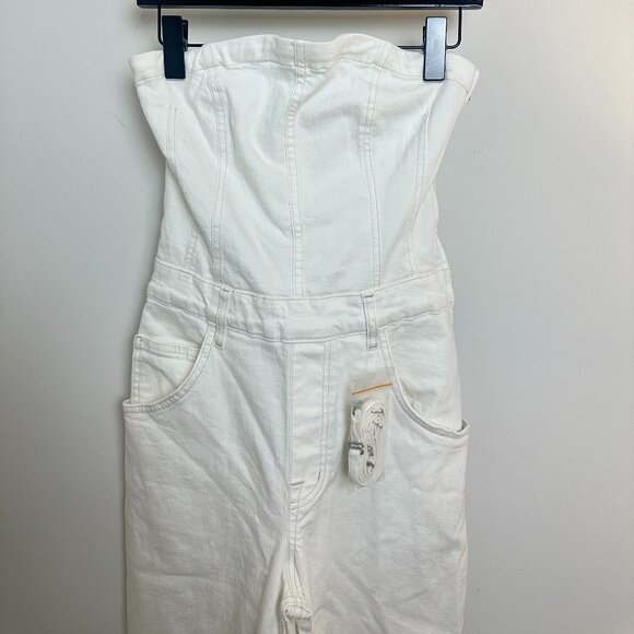 FREE PEOPLE Je Suis Pret Barrel Jumpsuit in Stone White Size Small - Picture 5 of 15
